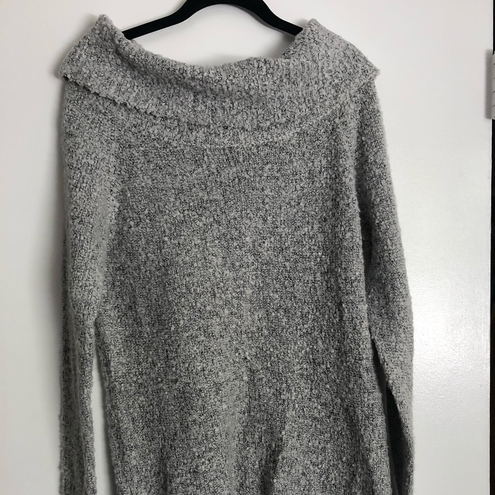 Francesca’s Off the Shoulder Grey Sweater